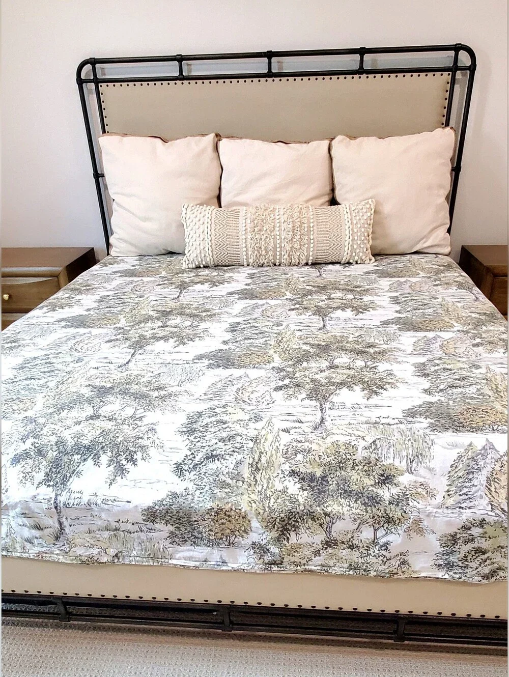 Pottery Barn Hyde Park Toile French Nature Org Cotton Percale Duvet Cover King